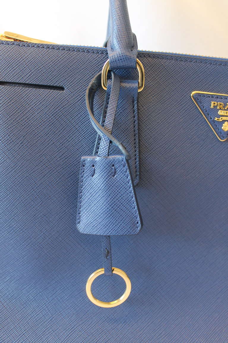 Prada // Blue Saffiano Double Bag – VSP Consignment