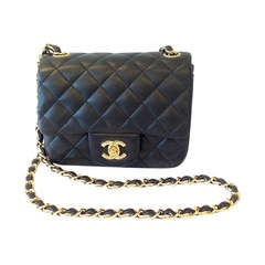 Early 2000's Chanel Mini Single Flap Lambskin Bag with Gold Hardware