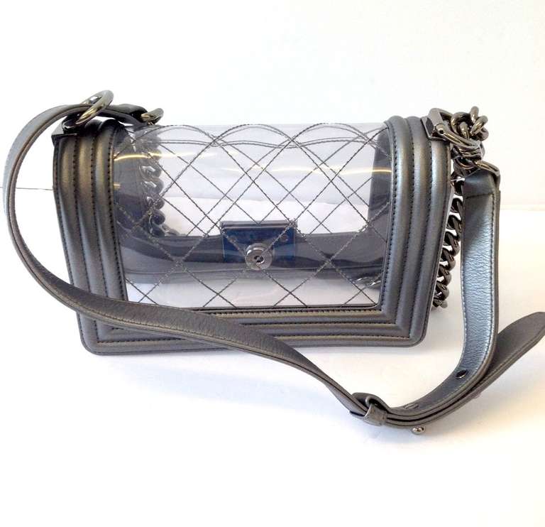 Spring/Summer 2014 Chanel Clear Le Boy with Silver Hardware In New Condition In Westmount, Quebec