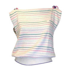 1990's White Multi-Colour Sleeveless knitted Courrēges top