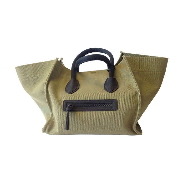 Canvas Celine Phantom Bag in Olive Green For Sale