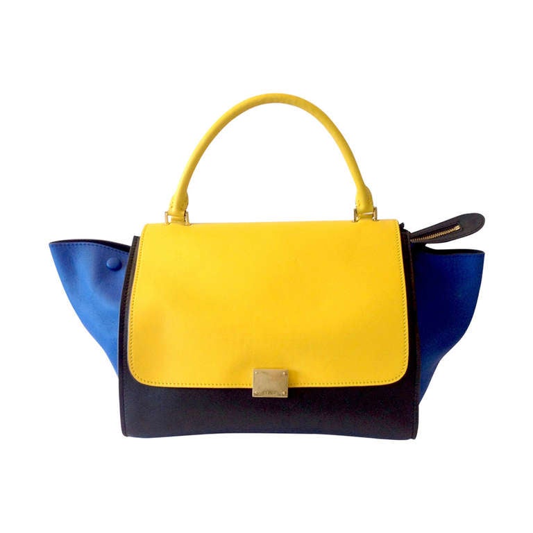 Celine Trapeze in Runway Black, Yellow, Blue For Sale