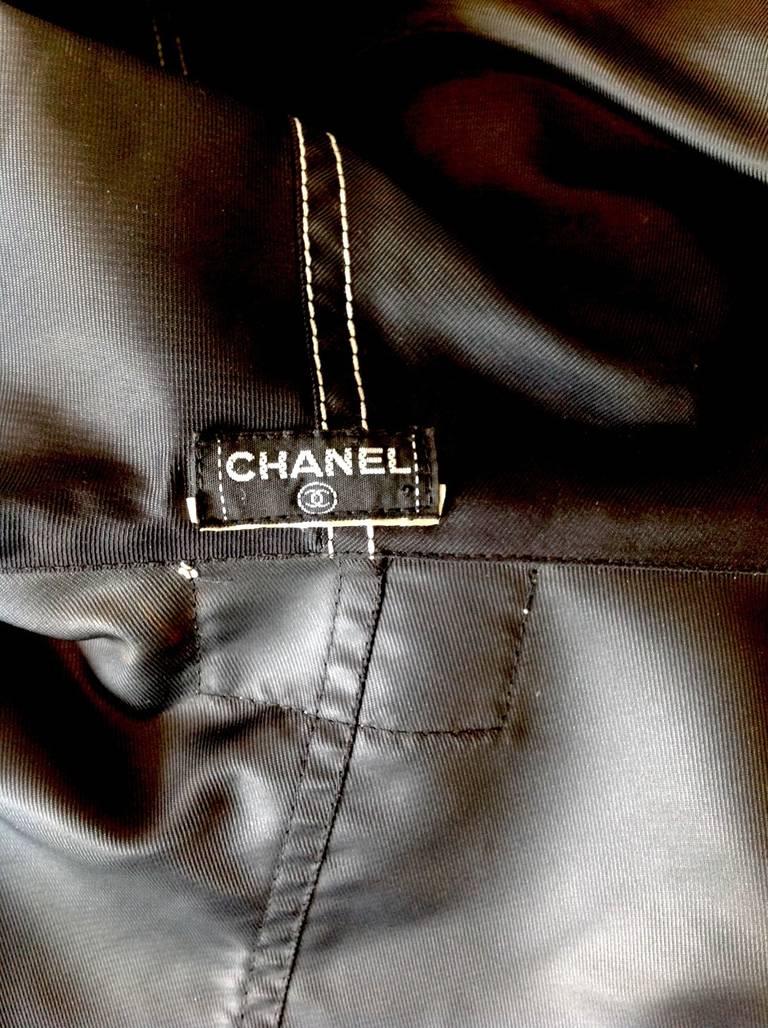 Vintage Chanel Raincoat in Black with White Trim For Sale 3