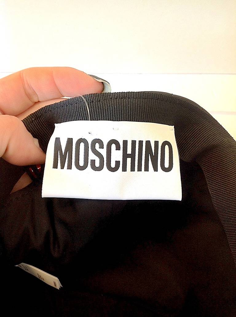 New Current Season Moschino Quilted Leather Cap For Sale 1