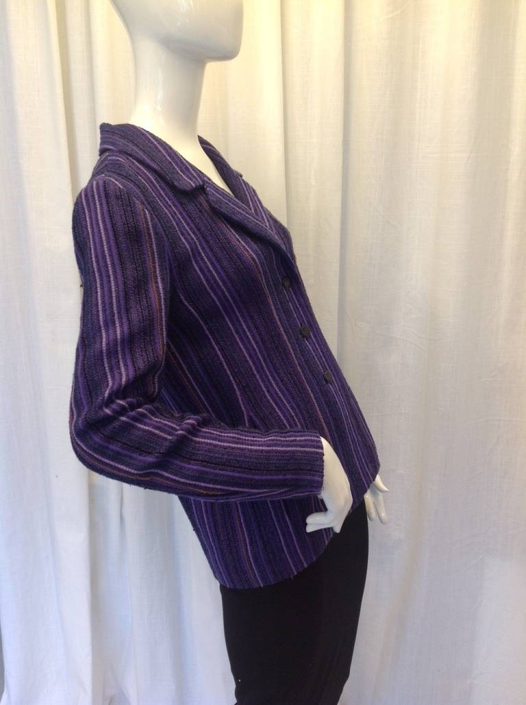 Chanel Wool Blazer Multi Purple In Excellent Condition For Sale In Westmount, Quebec