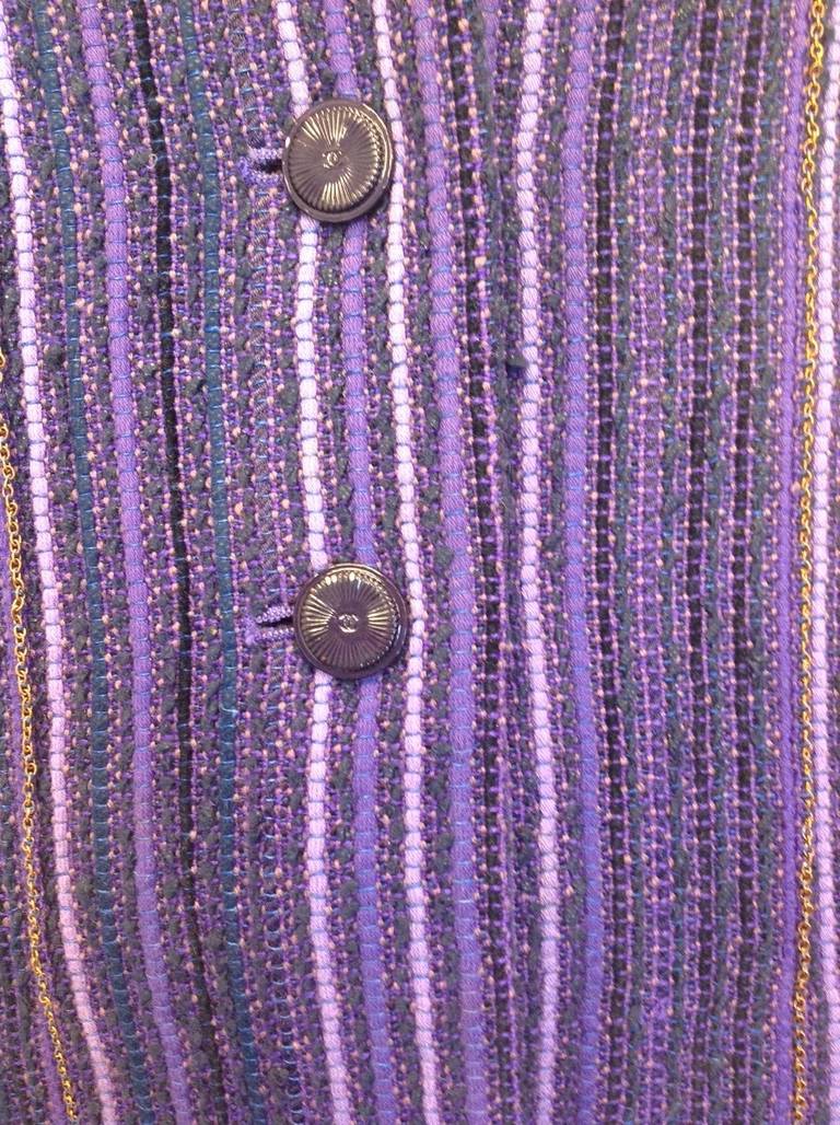 Chanel Wool Blazer Multi Purple For Sale 3