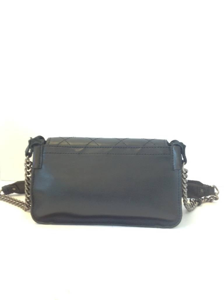Women's 2014 Chanel Black Leather Crossbody Boy Bag with Silver Hardware For Sale