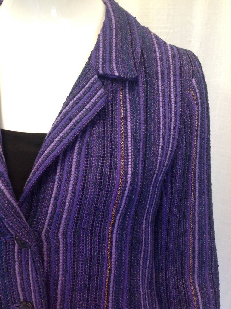 Chanel Wool Blazer Multi Purple For Sale 1