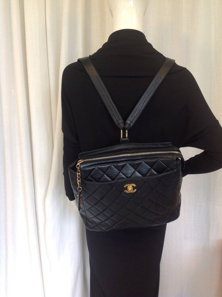 Vintage Chanel Matalasse Black Quilter Lambskin Backpack