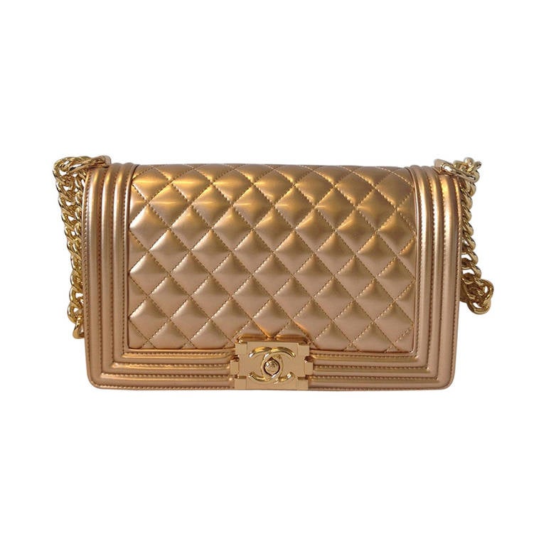 Chanel Gold Medium Le Boy Bag For Sale at 1stDibs