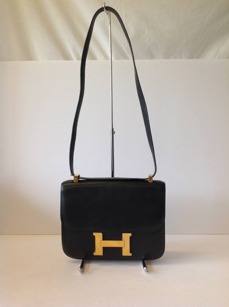 Hermes Constance Bag In Black Box Calf In Good Condition For Sale In Westmount, Quebec