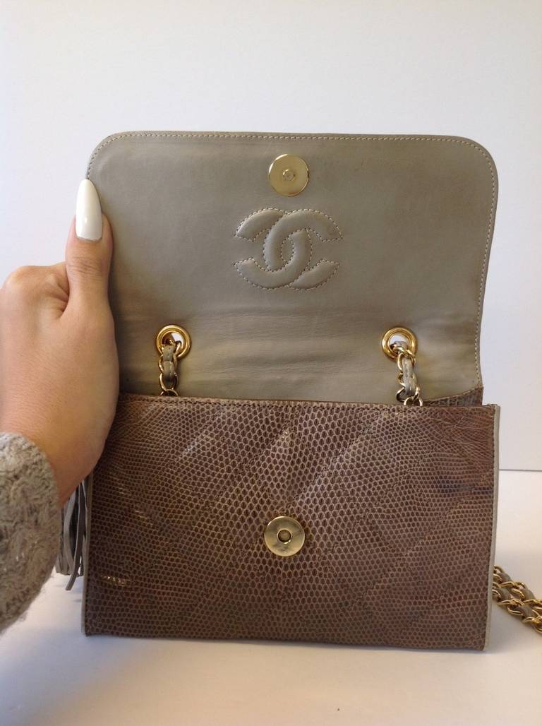 Chanel Lizard Mini Flap Bag With Tassel For Sale 2