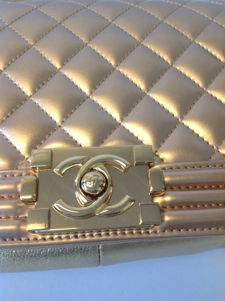 Chanel Gold Medium Le Boy Bag In Excellent Condition For Sale In Westmount, Quebec