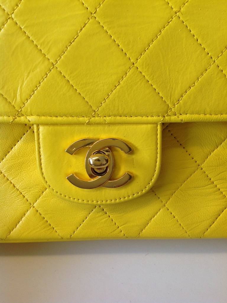 Brand: Chanel
Manufactured: France 
Color: Yellow 
Size: Medium

Bag Length: 10