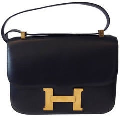 Hermes Constance Bag In Black Box Calf