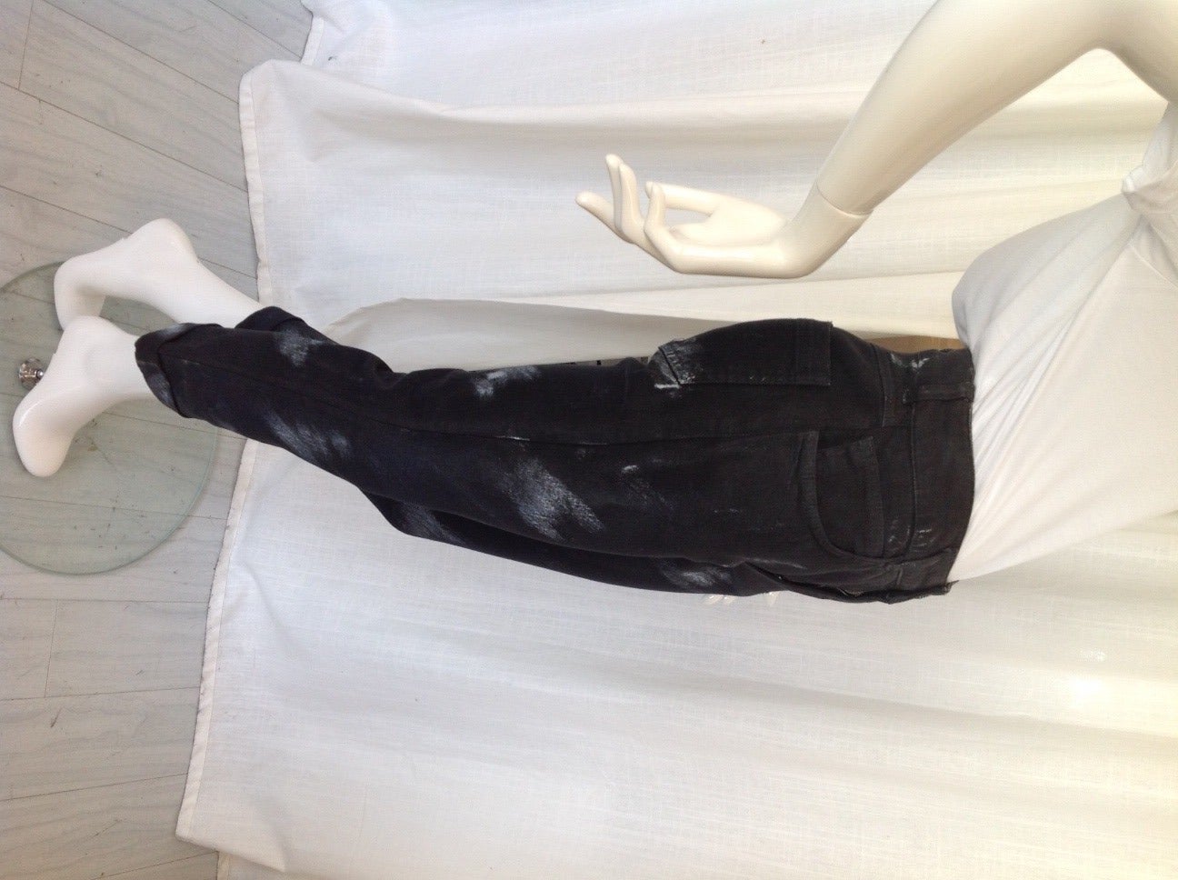 Chanel Black Paint Splatter Jeans