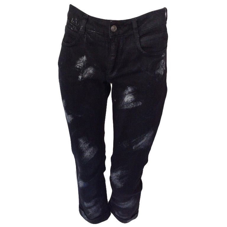 New Men Paint Splattered Denim Premium Jeans Gold Zipper Pants Stretchy 