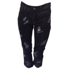 Chanel Black Paint Splatter Jeans