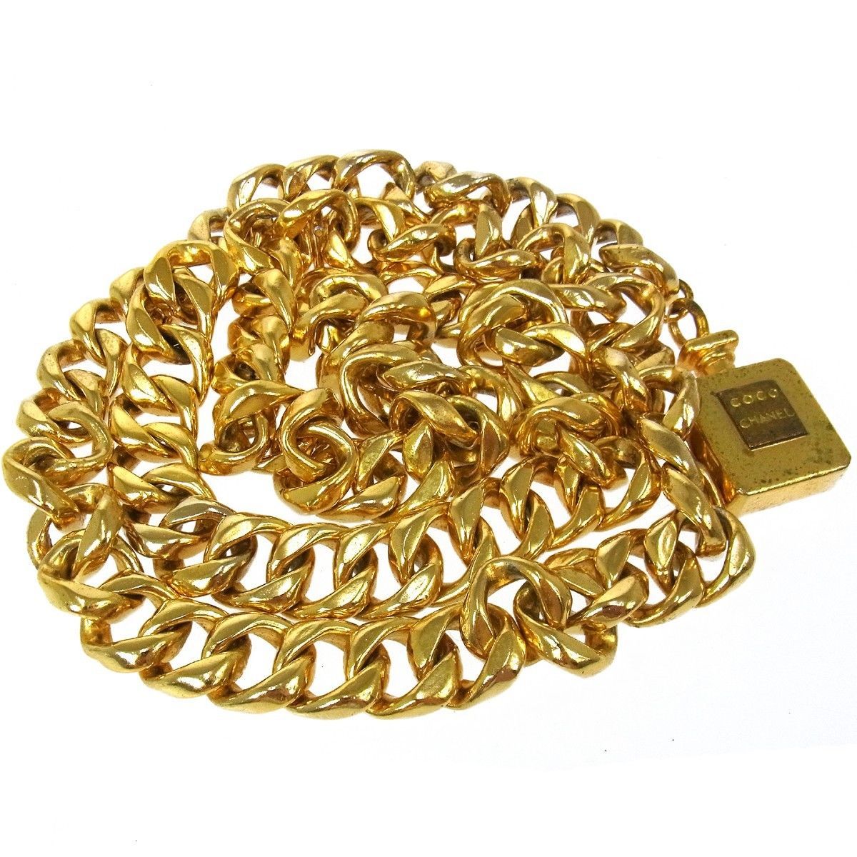 1994 CHANEL Perfume bottle Necklace/Belt Gold Tone