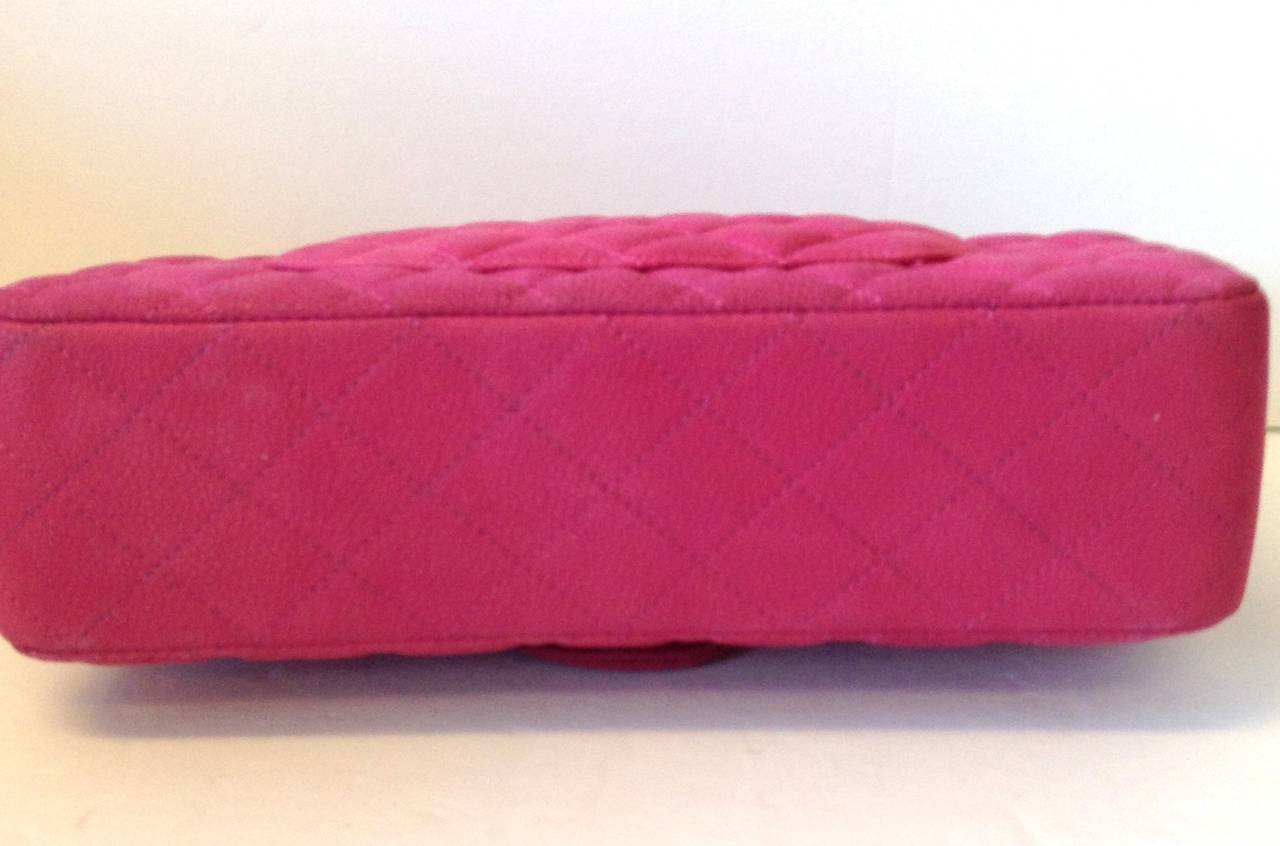 2013 CHANEL Iridescent Caviar 2.55 Double Flap bag Hot Pink For Sale 1