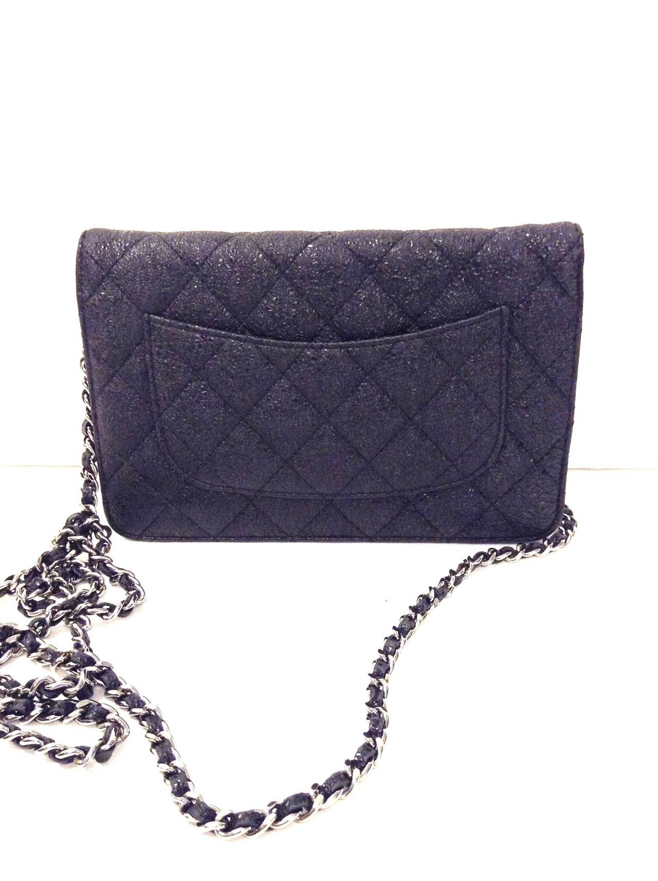 2008 Chanel Iridescent Black Matte Caviar Flap bag  RARE For Sale 2