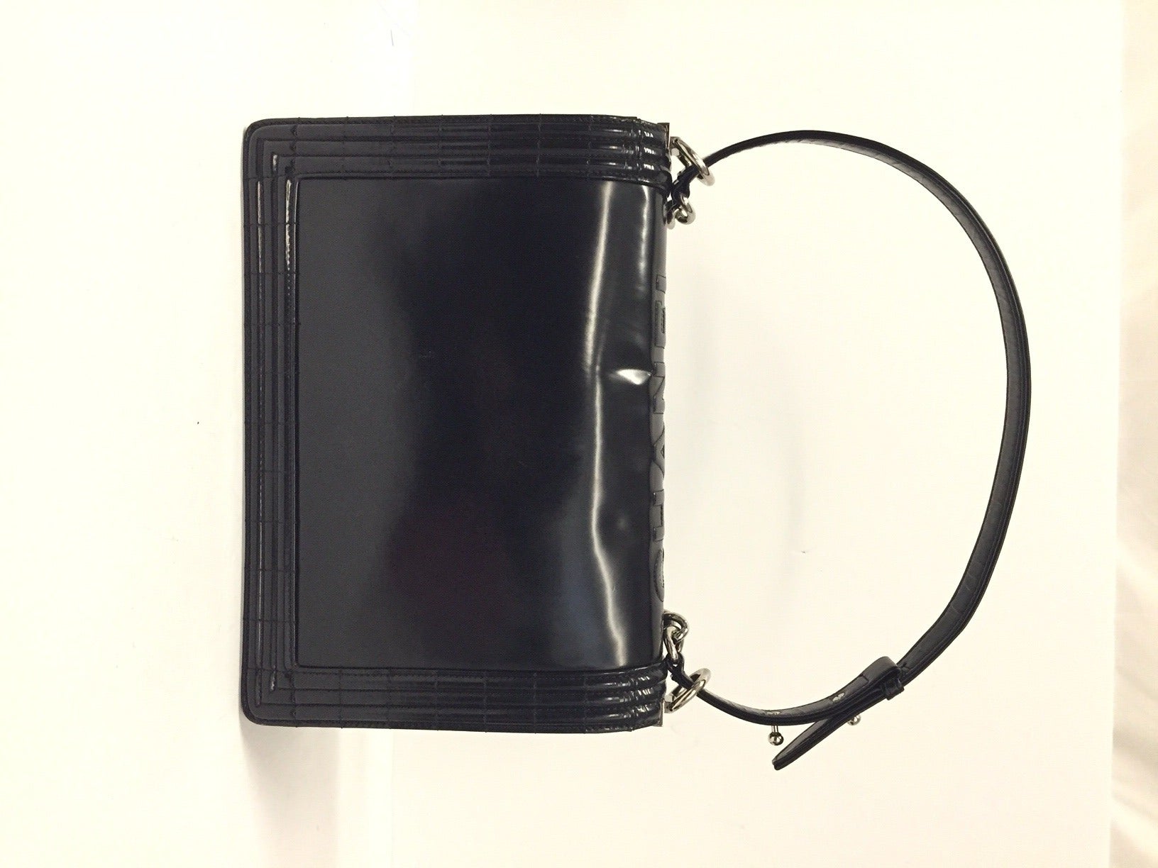 Chanel Le Boy Large Black Patent Leather For Sale 1
