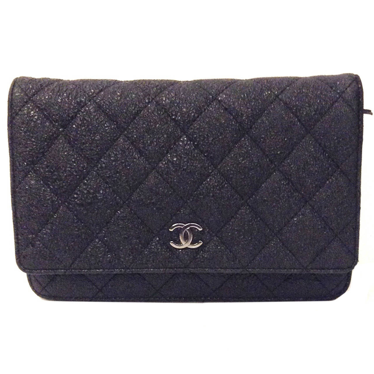 2008 Chanel Iridescent Black Matte Caviar Flap bag  RARE For Sale