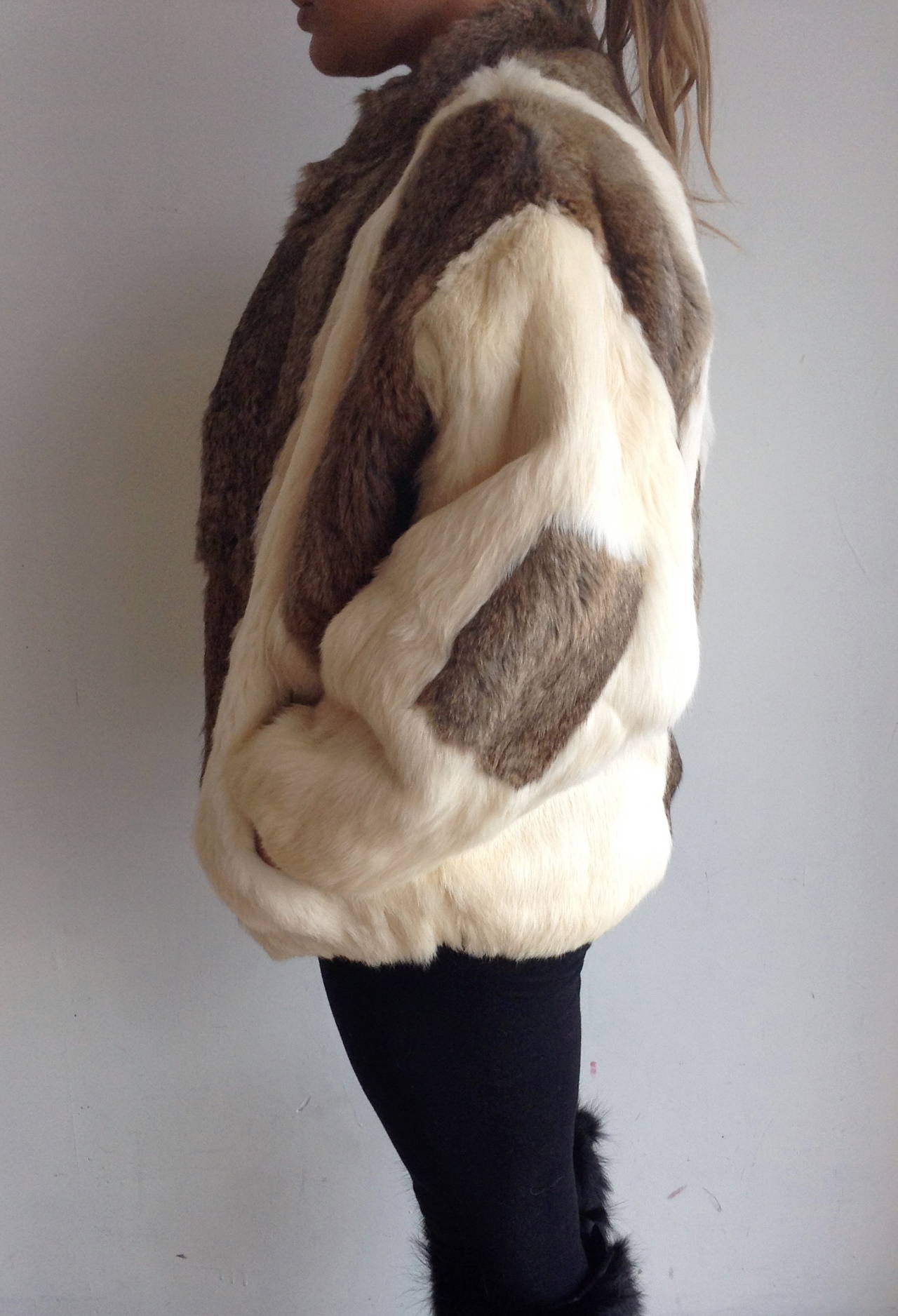 1990s Two-Tone Vintage Rabbit Fur Jacket.