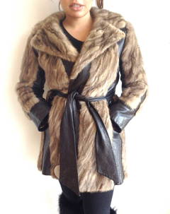 1990s Mink Fur Jacket With Leather Panel Detail