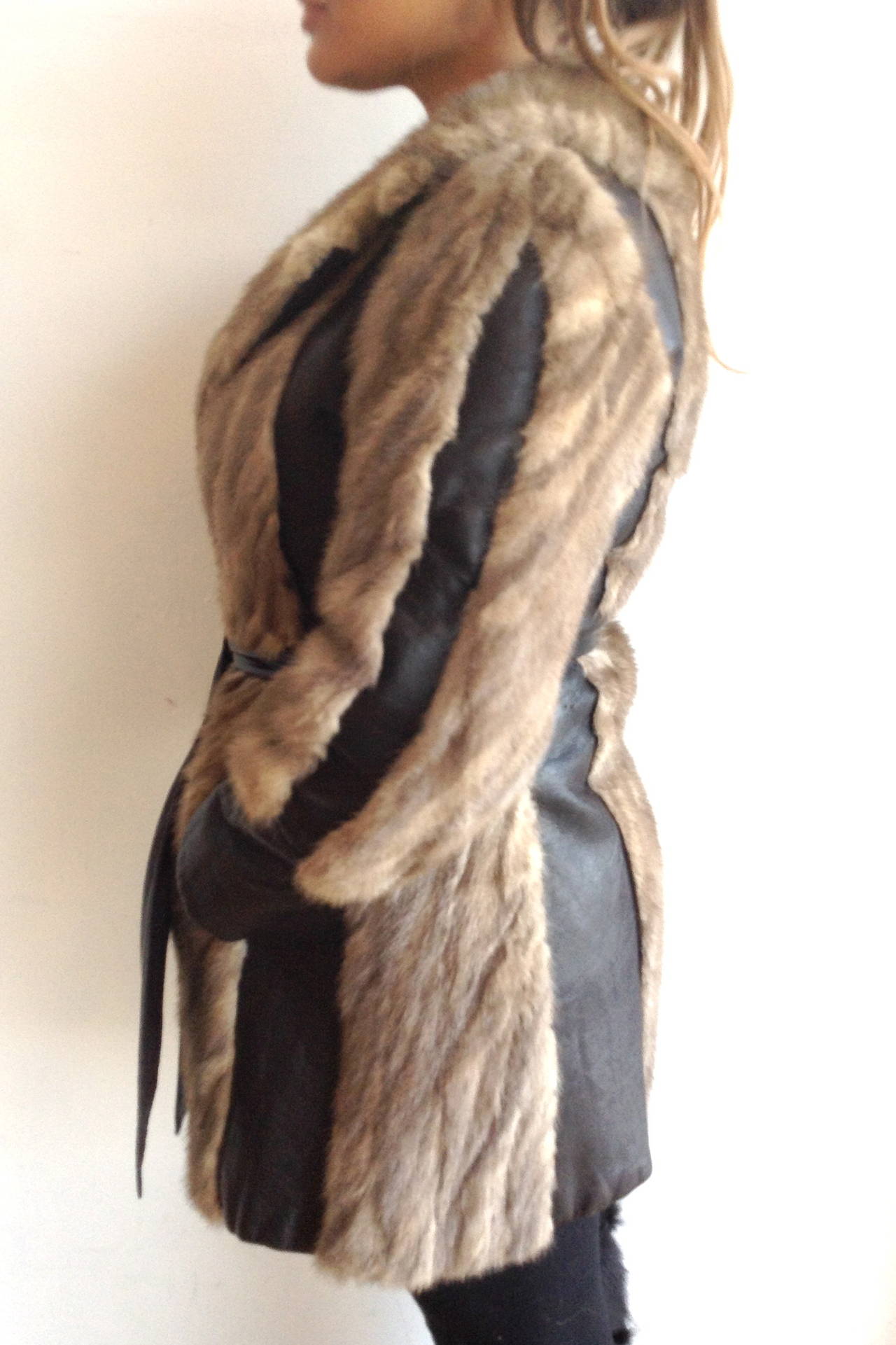 1990s Mink Fur Jacket With Leather Panel Detail