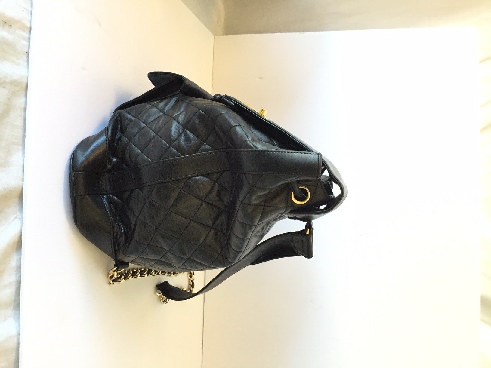Chanel Quilted Logo Backpack In Good Condition For Sale In Westmount, Quebec