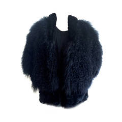 Vintage Black Tibetan Lambskin and Rabbit Fur Jacket