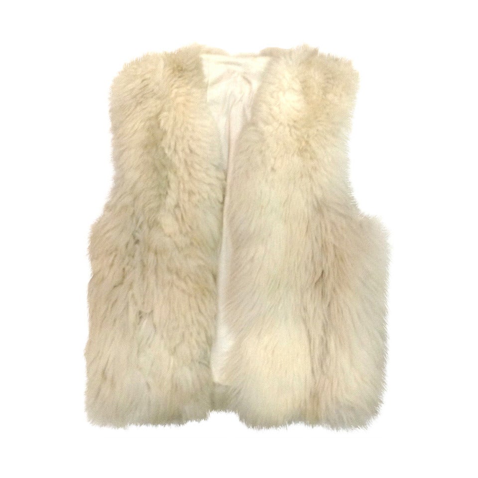 1990s White Tibetan Lambskin Fur Vest For Sale