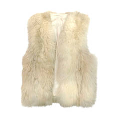 1990s White Tibetan Lambskin Fur Vest