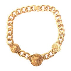 Vintage Versace Icon Triple Head medusa Chain necklace $1295