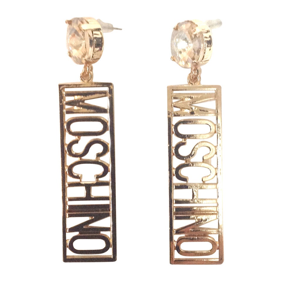 2014 JEREMY SCOTT for MOSCHINO oversize plated earrings Samples For Sale