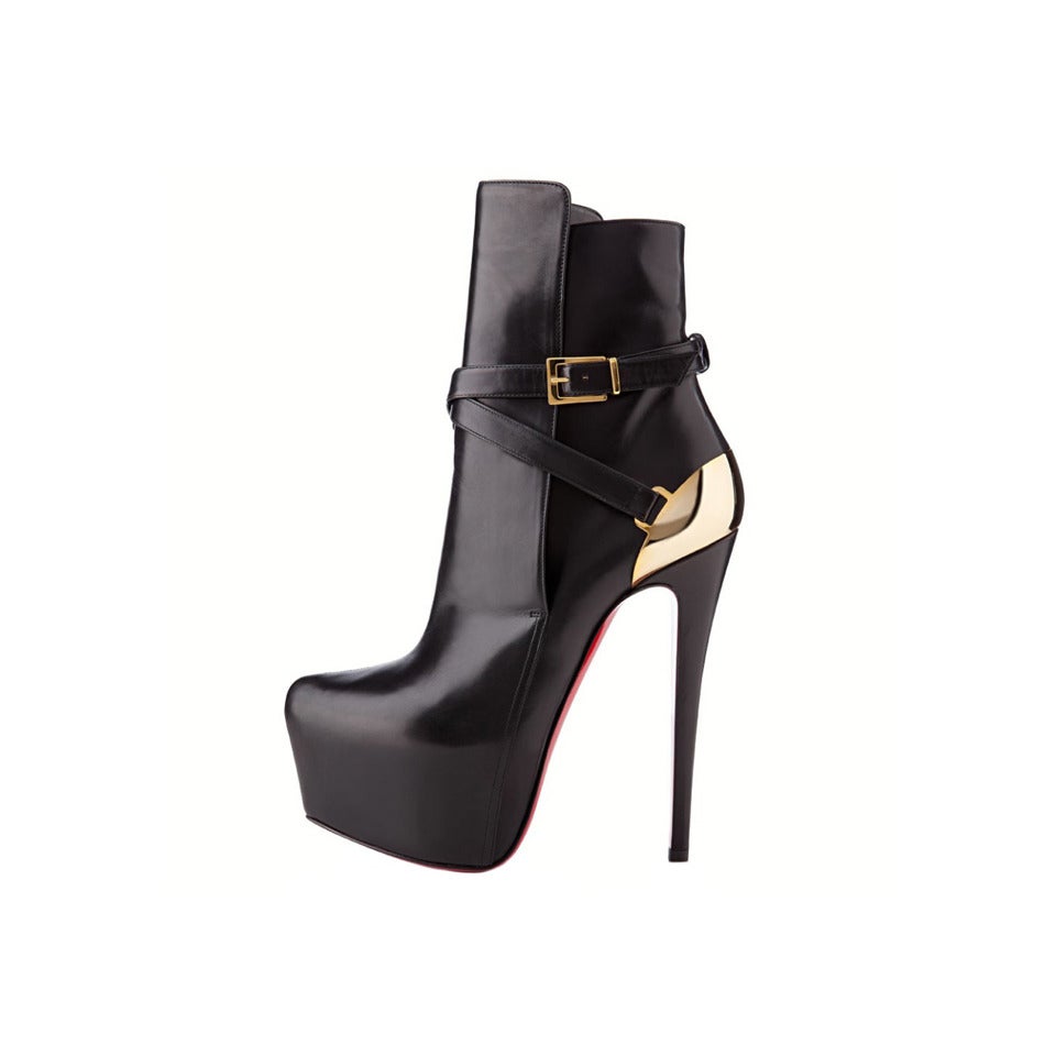 2013 Christian Louboutin Equestria Boots Black Gold Size 40/10 Retail $2000 For Sale