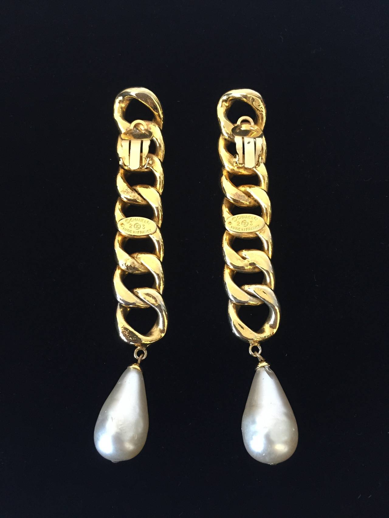 Chanel Pearl Drop Clip-On Earrings