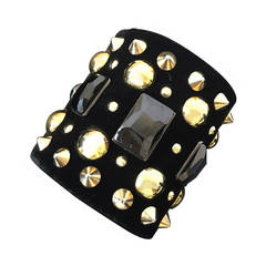 Givenchy Wide Velvet Studded Cuff Bracelet
