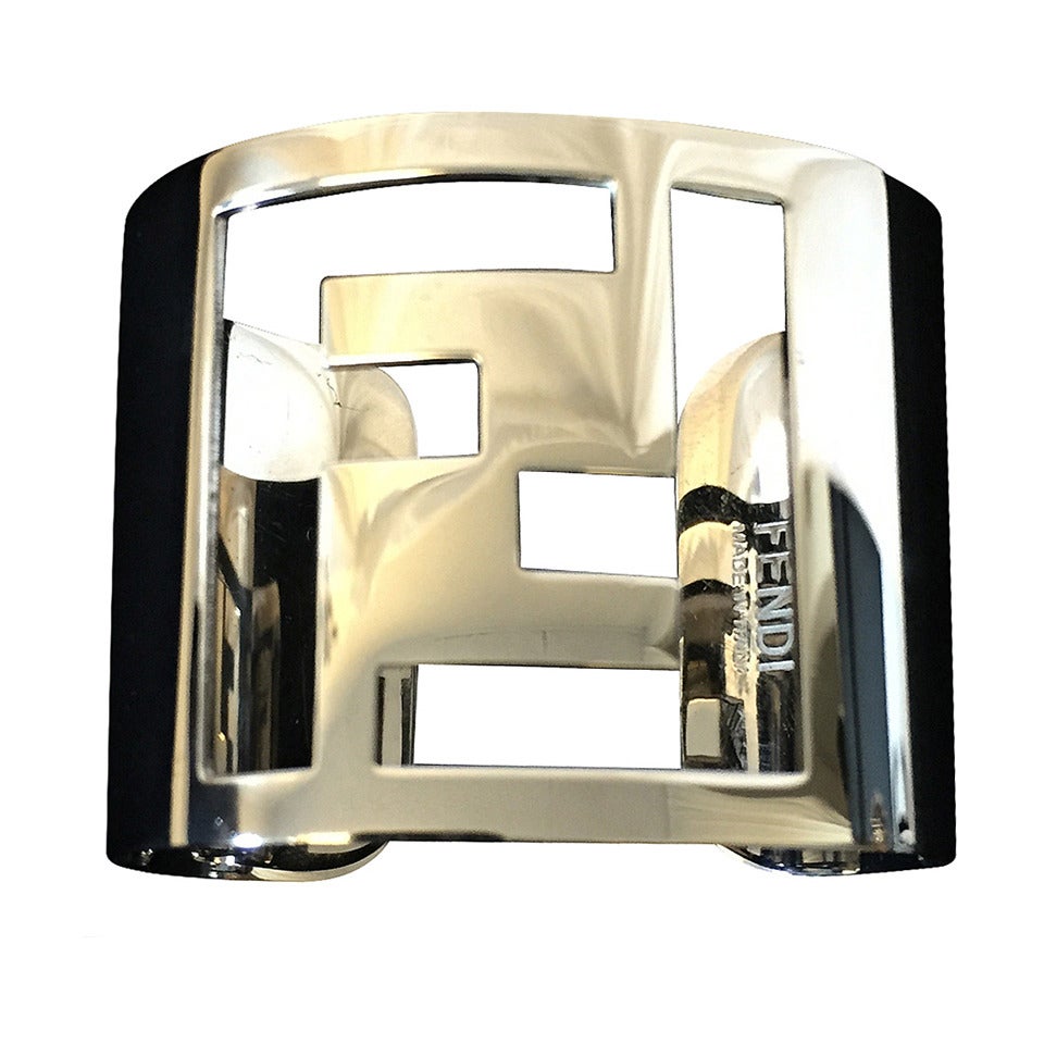 Silver-Tone Fendi Cutout Logo Metal Cuff For Sale
