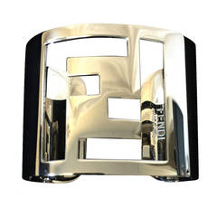 Silver-Tone Fendi Cutout Logo Metal Cuff