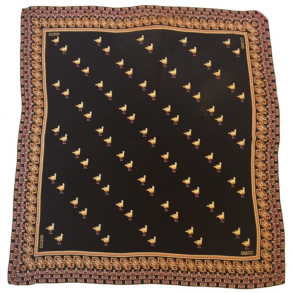 Gucci Brown Bird Scarf For Sale