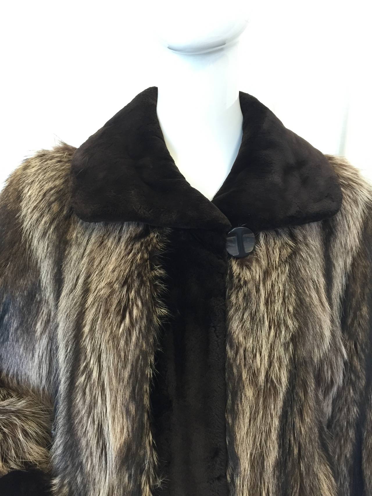 Vintage Jean Crisan Fourrures Fox and Beaver Ombre Fur Jacket