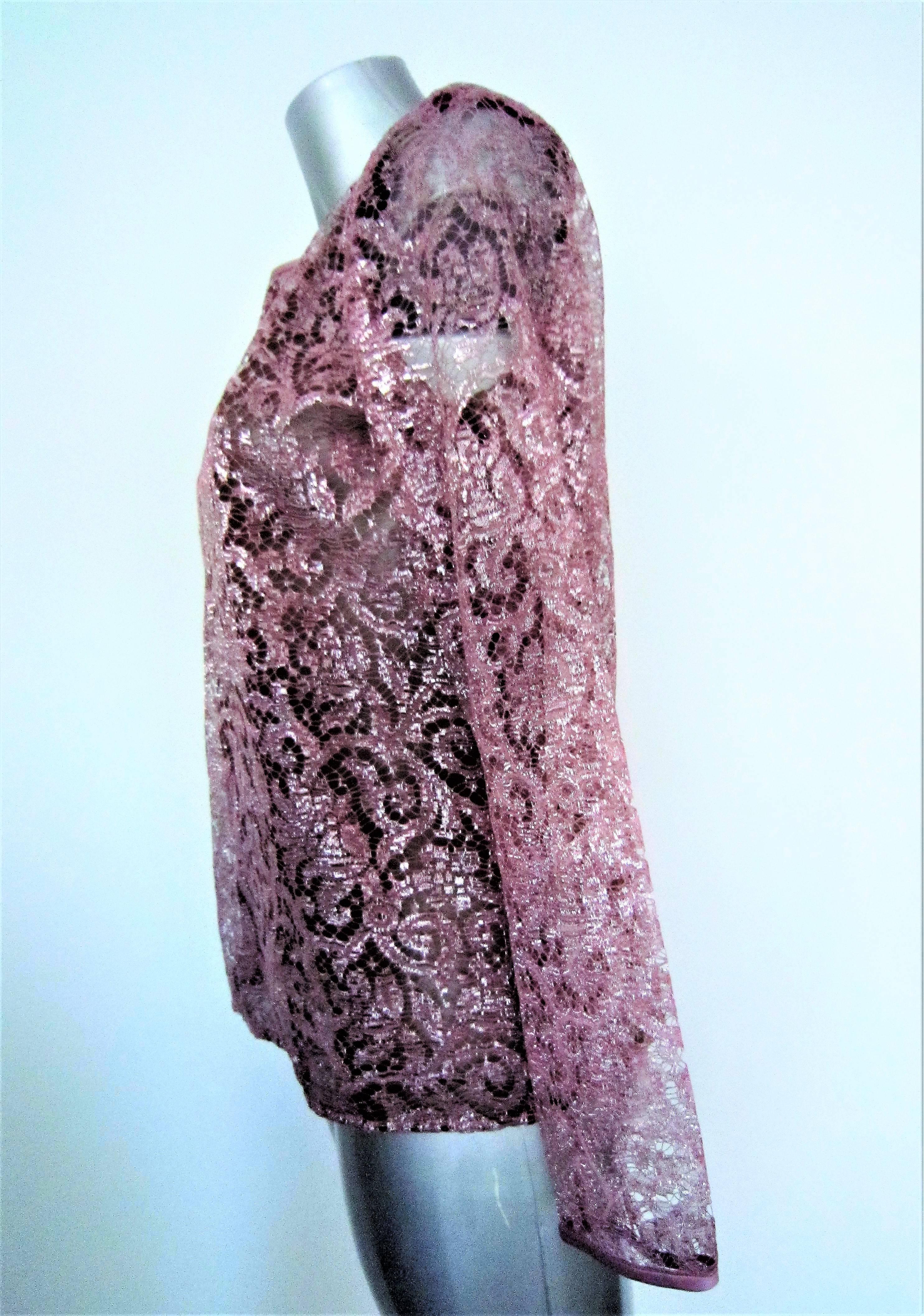 Gray YVES SAINT LAURENT lace and silk pink blouse For Sale