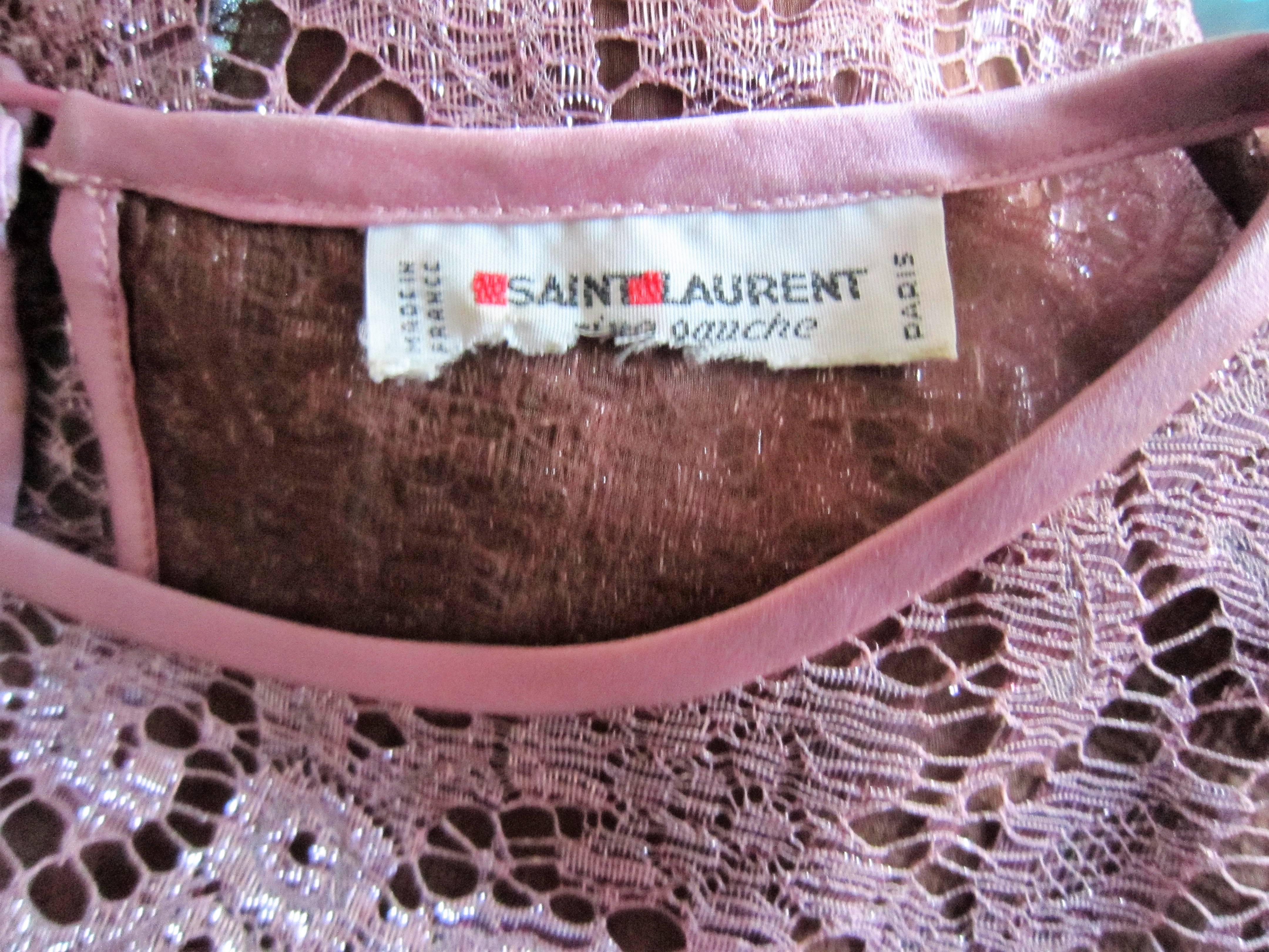 Women's YVES SAINT LAURENT lace and silk pink blouse For Sale