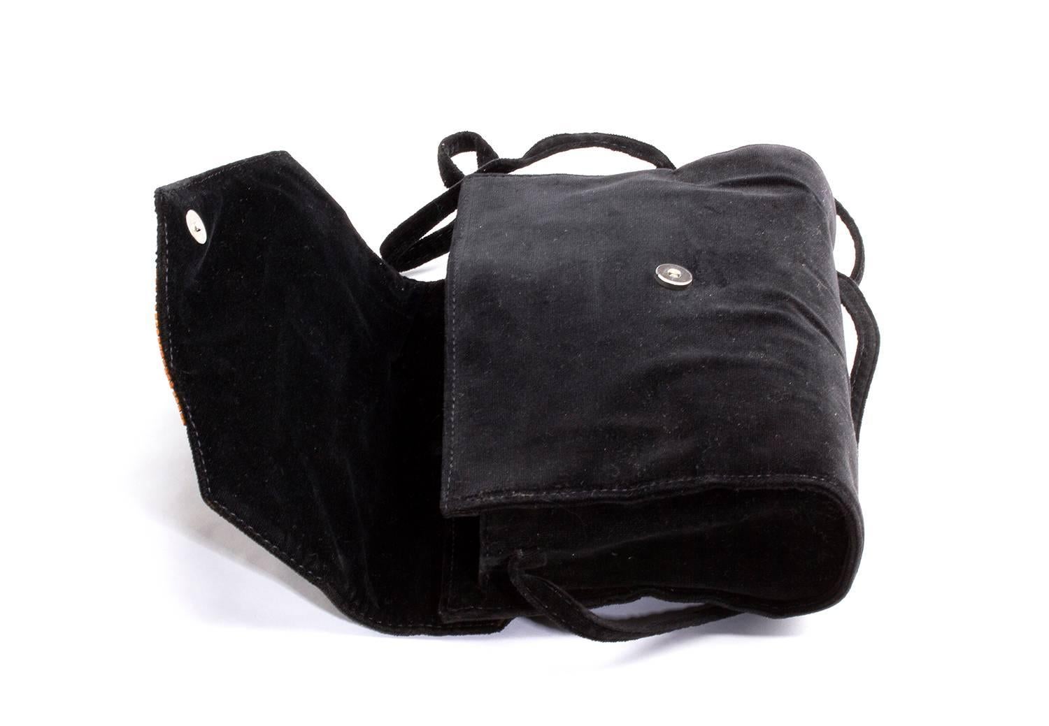 Black GIANNI VERSACE velvet beaded bag For Sale