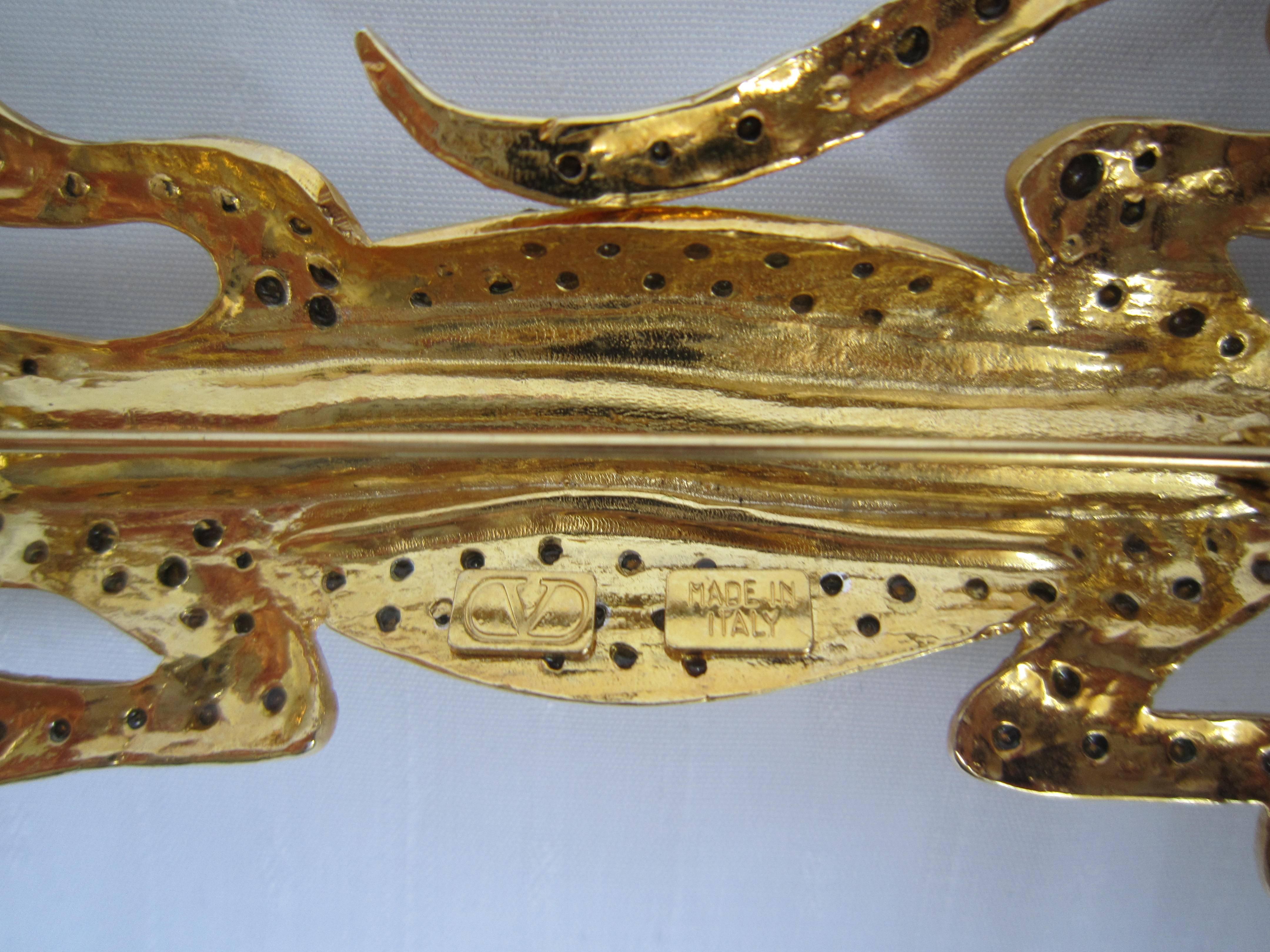 VALENTINO swarovski lizard brooch In Good Condition For Sale In Rome, IT