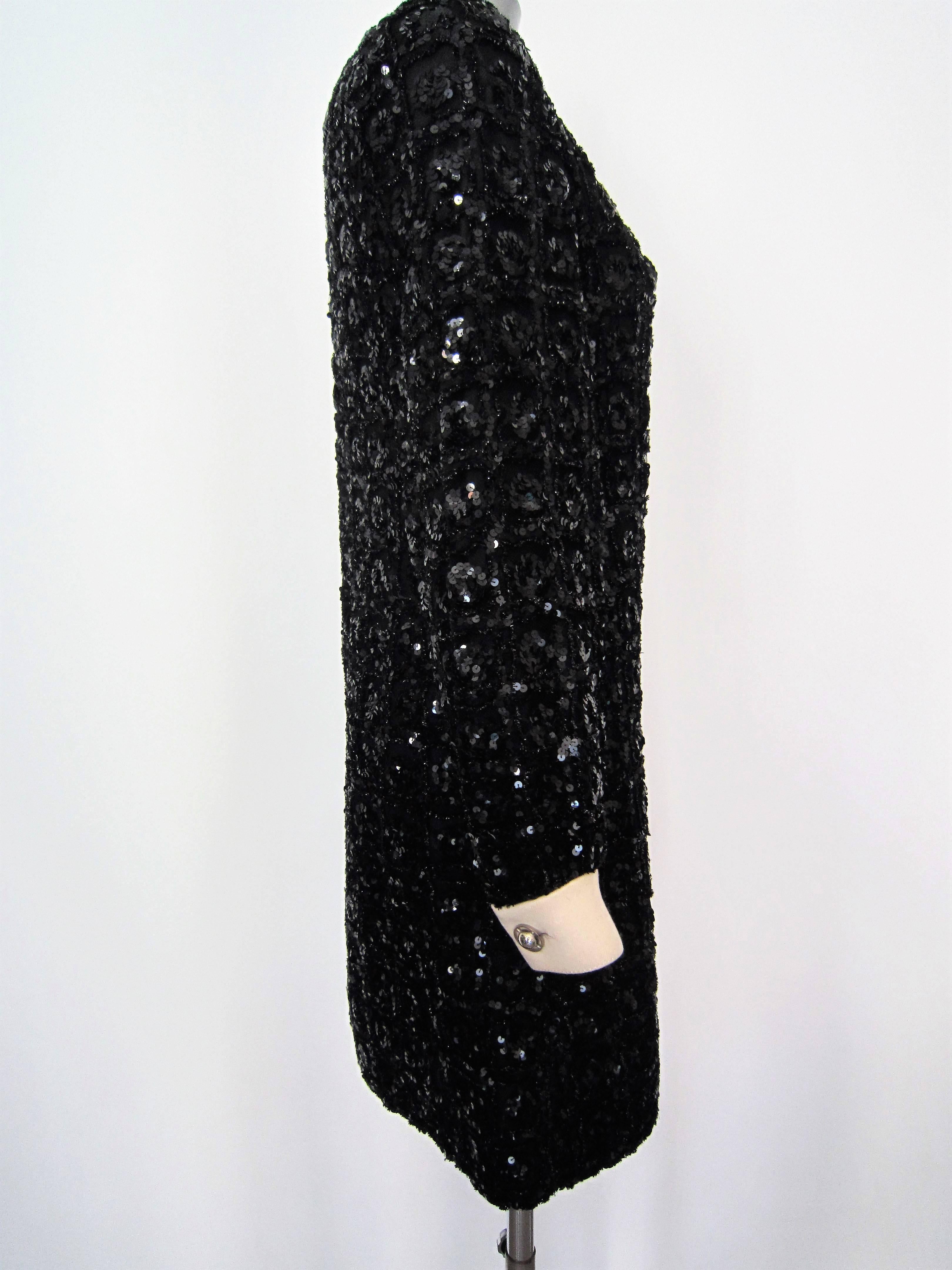 Vintage 1960s Black Sequin dress In Good Condition For Sale In Rome, IT