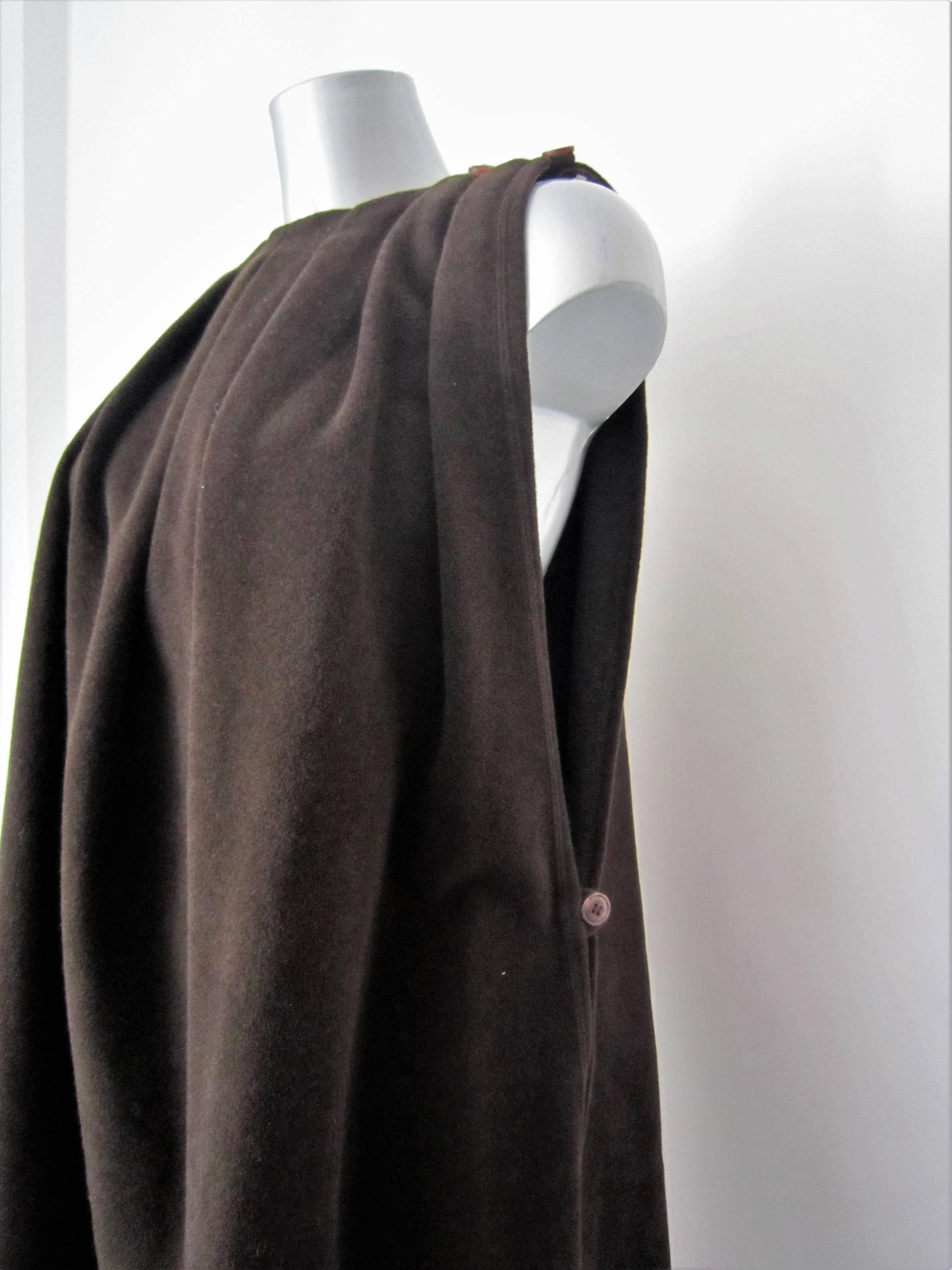 Black GIORGIO ARMANI brown wool cape For Sale