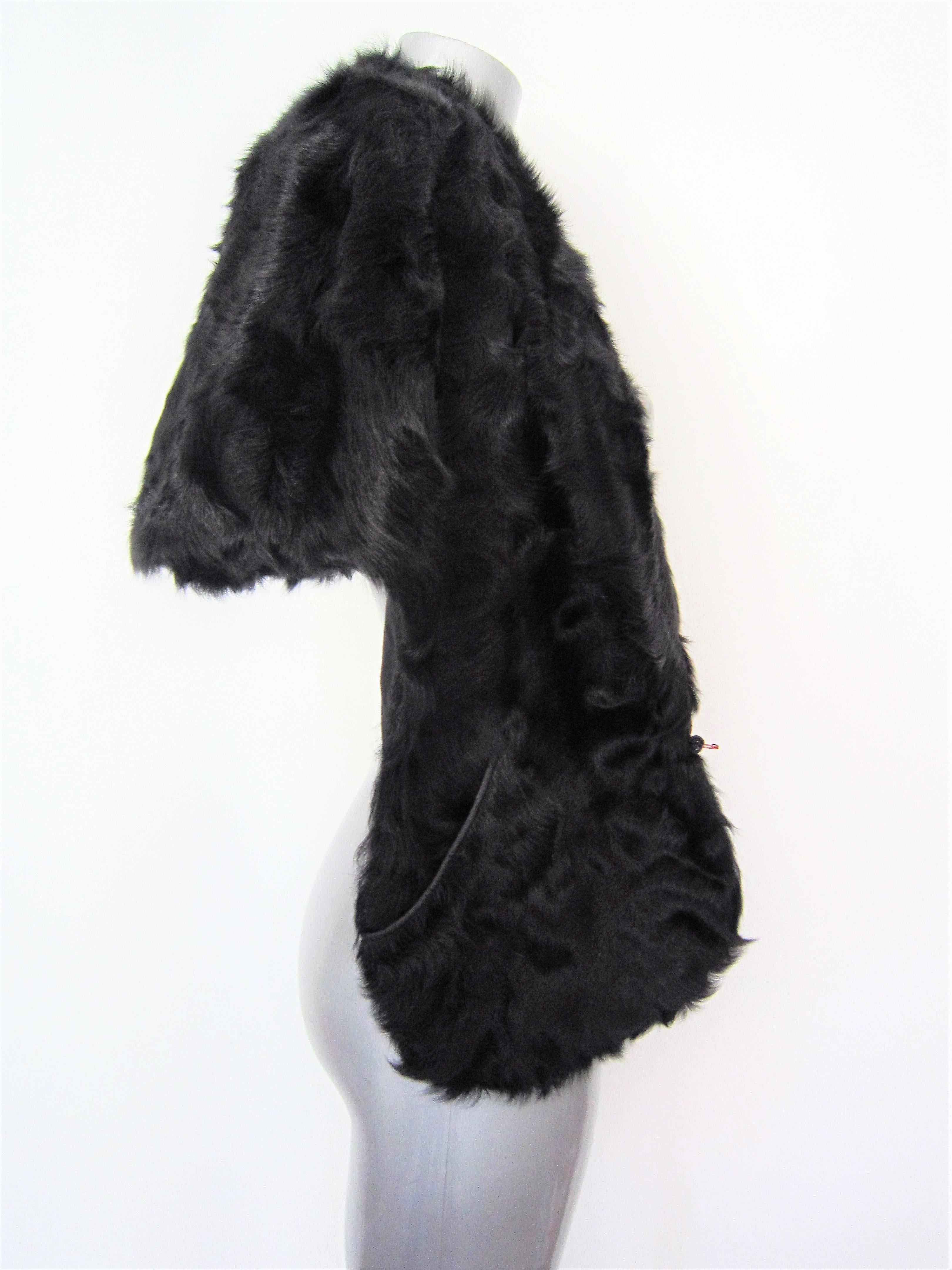 Black PRADA dyed lambfur shrug For Sale